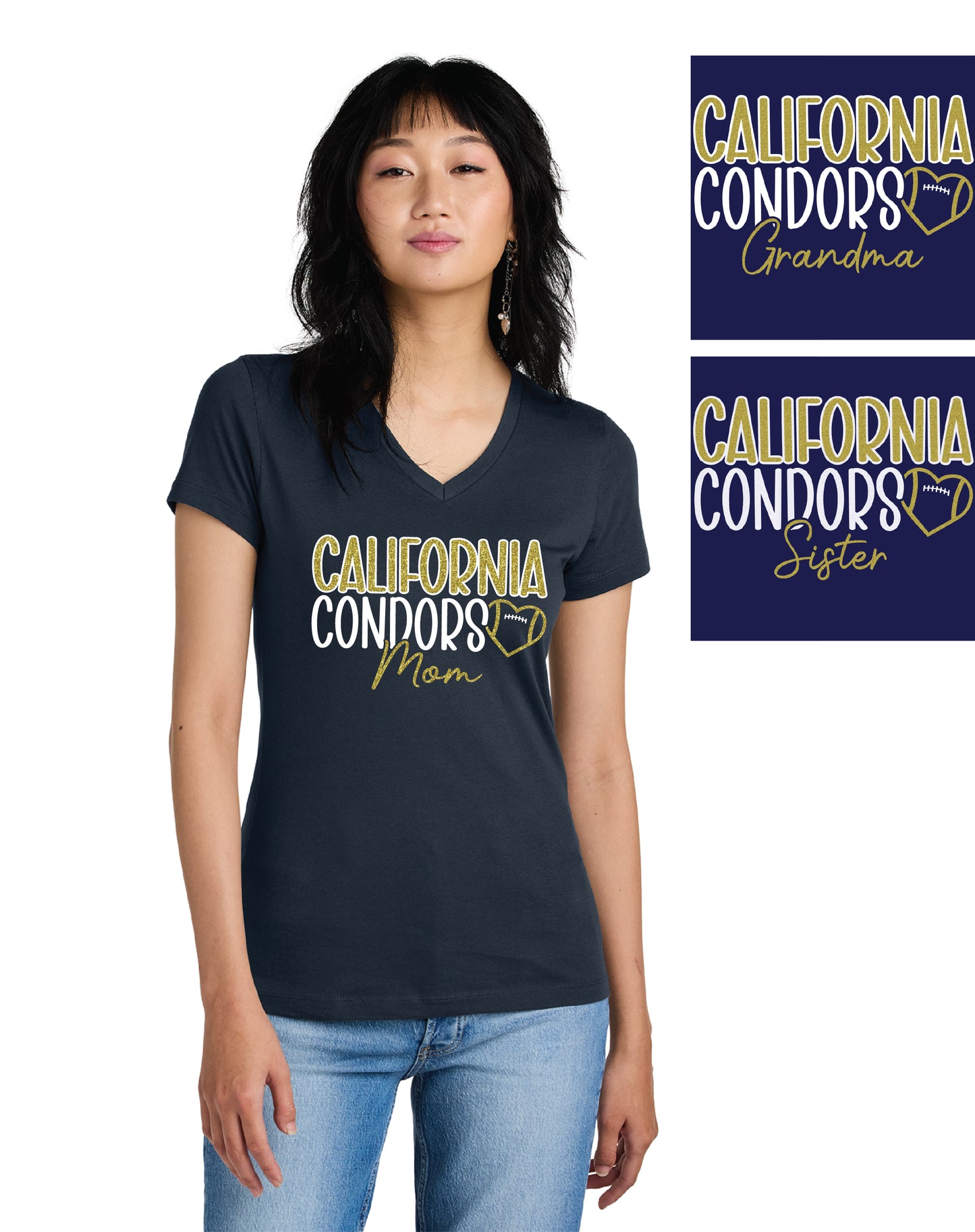 Cal Football Custom D1 | Ladies Ringspun Vneck