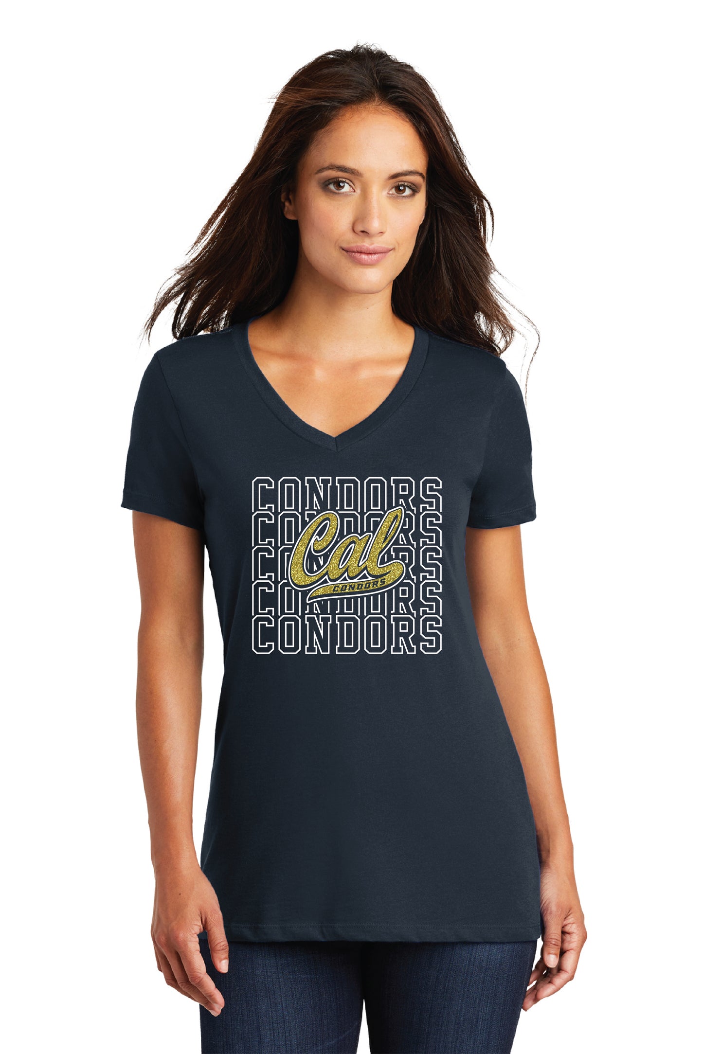 Cal Football D4 | Ladies Ringspun Vneck