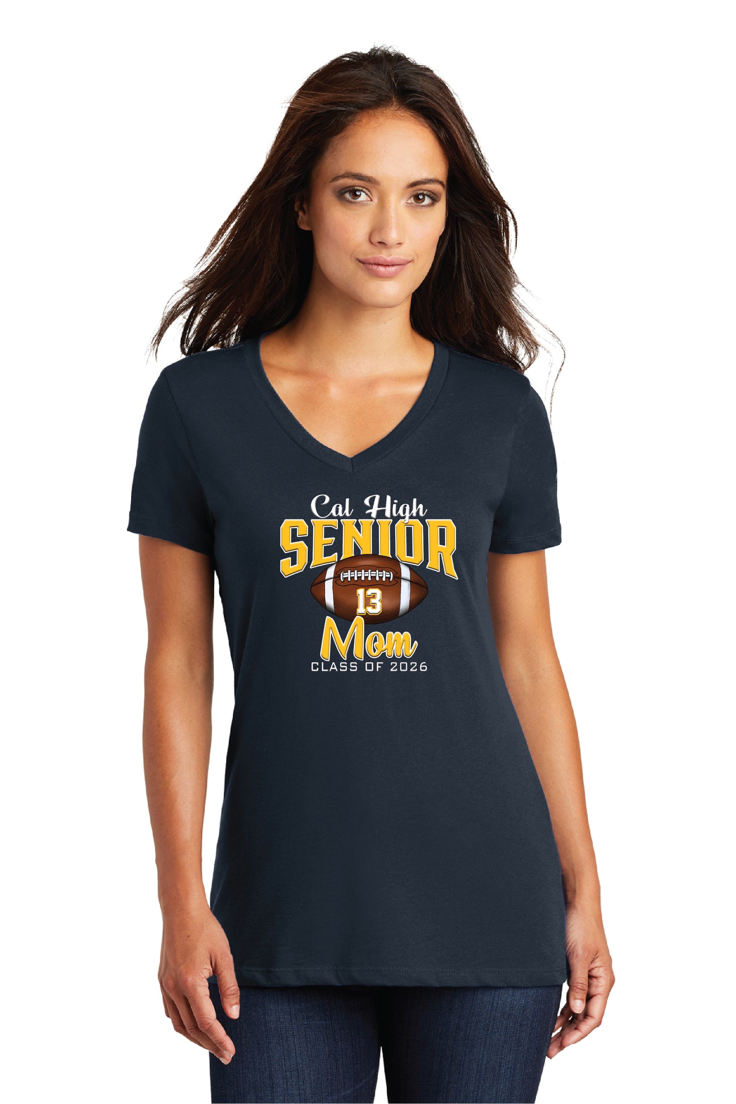 Cal Football Senior Mom 2 | Ladies Ringspun Vneck