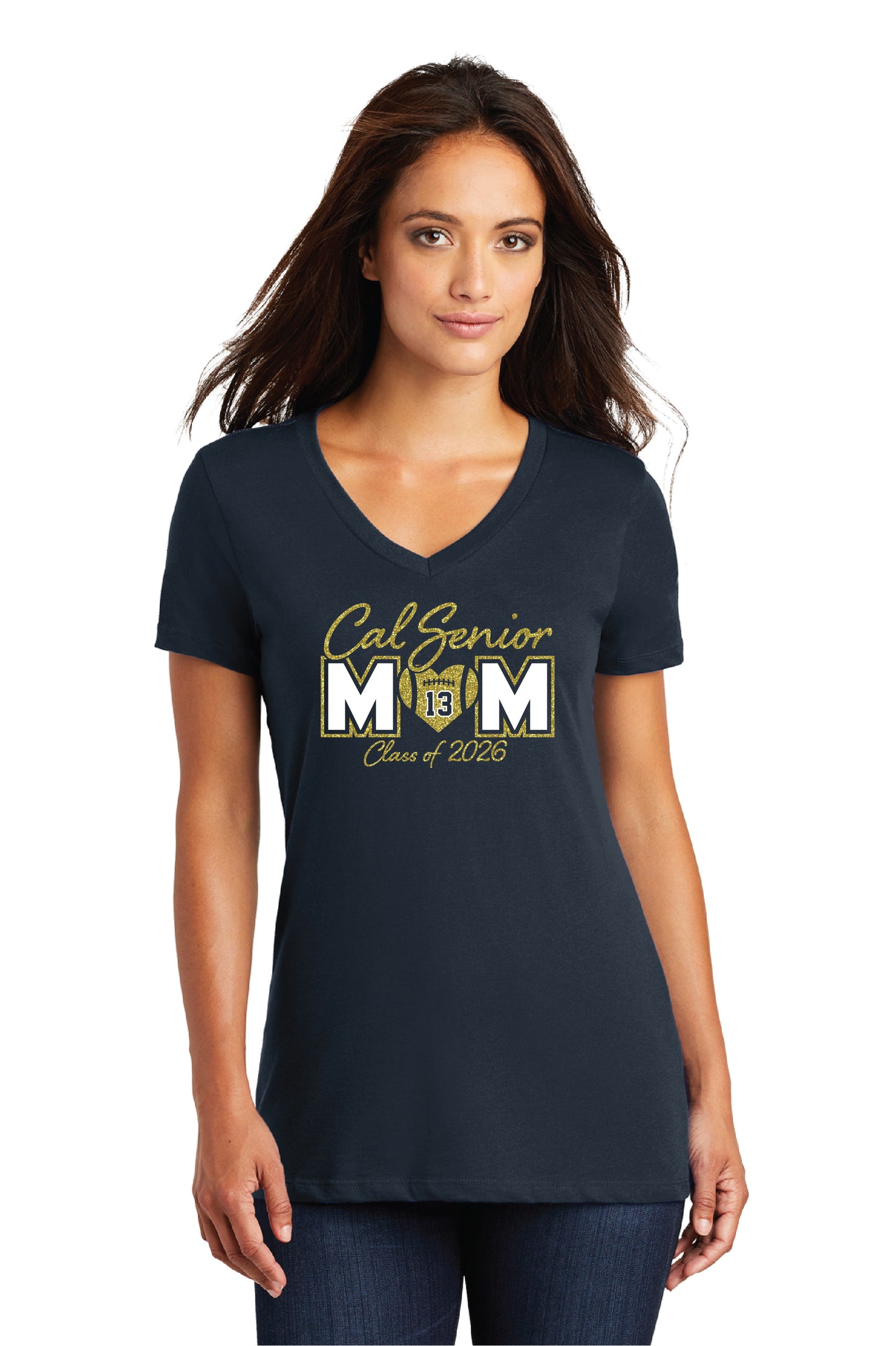 Cal Football Senior Mom 1 | Ladies Ringspun Vneck