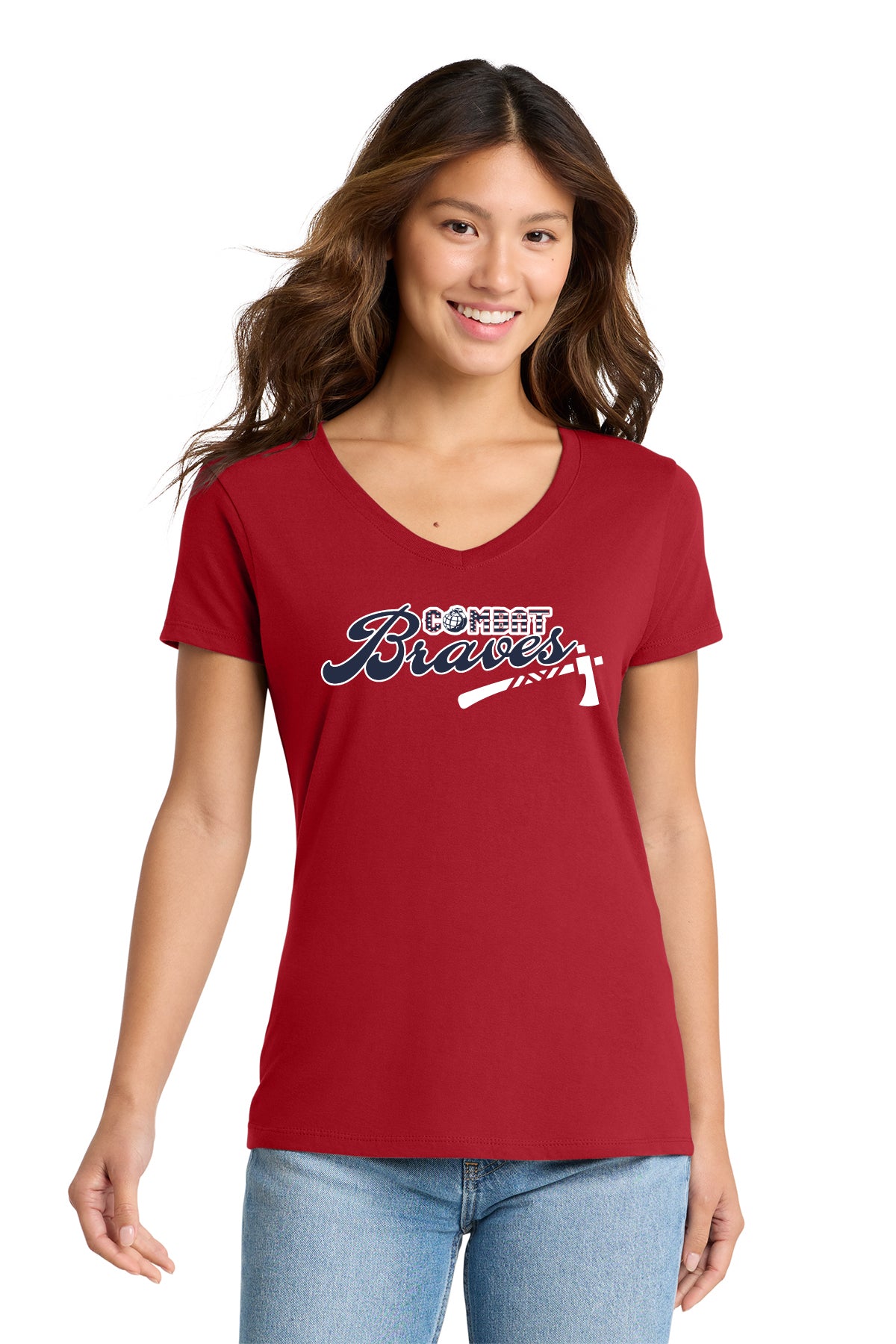Combat Braves | Ladies Ringspun Vneck