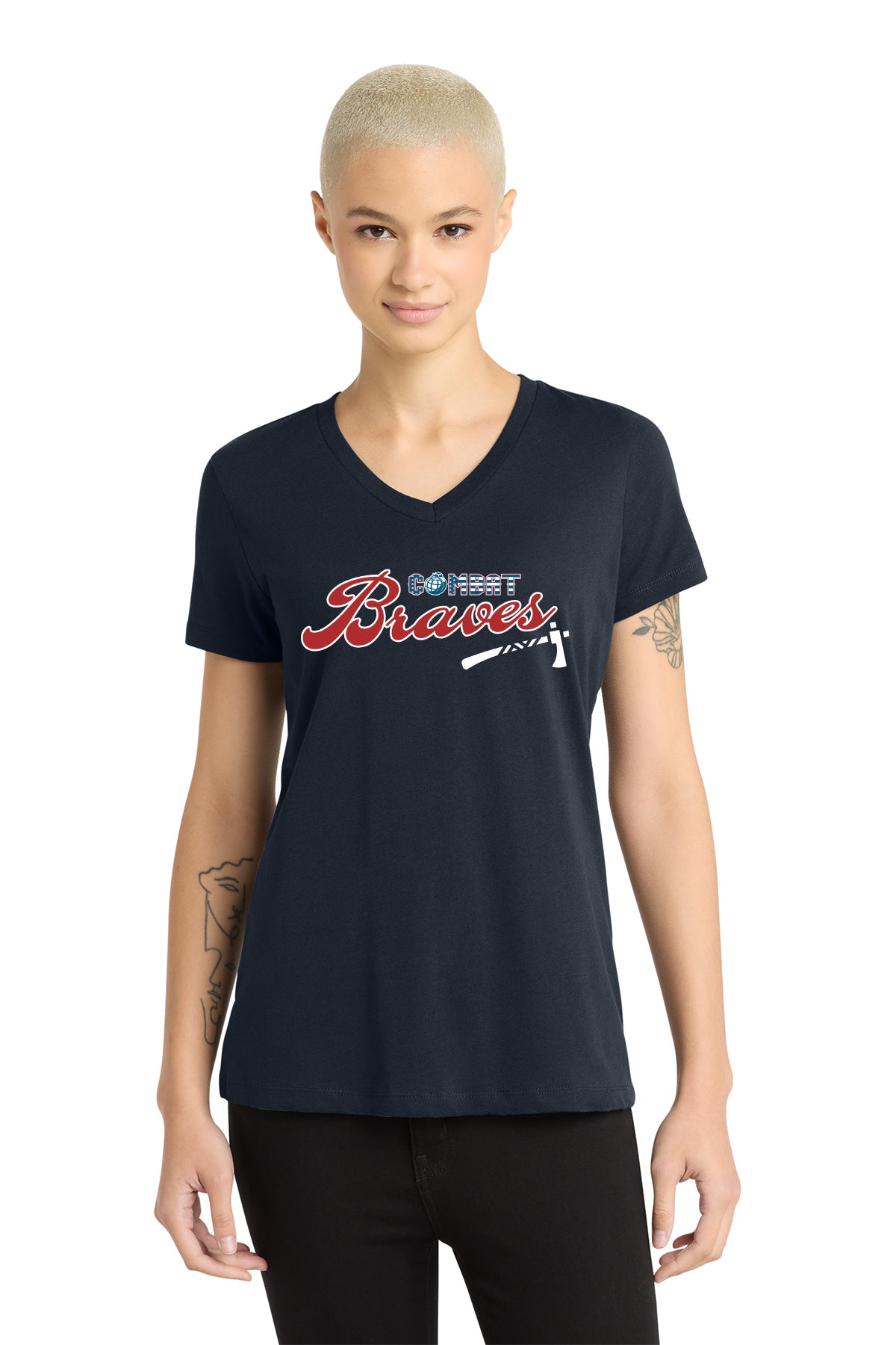 Combat Braves | Ladies Ringspun Vneck