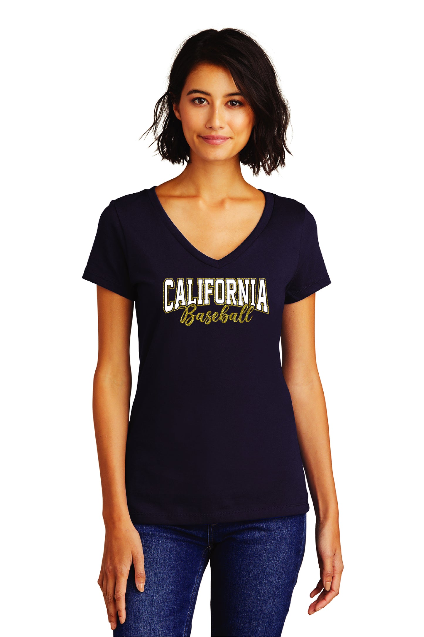 Cal Baseball Design 5 | Ladies Ringspun Vneck