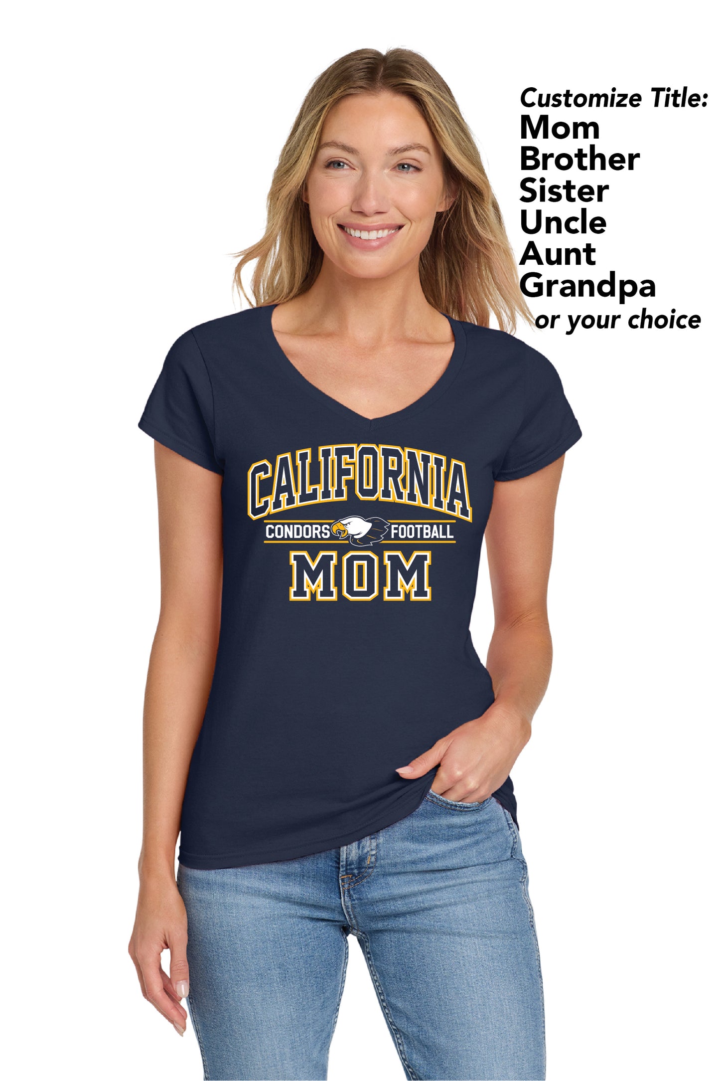 Cal Football Custom Block | Ladies Ringspun Vneck