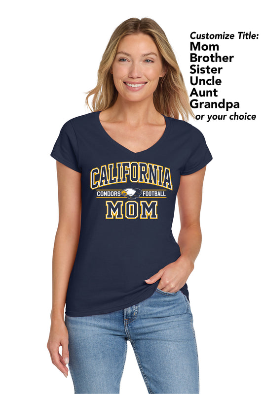 Cal Football Custom Block | Ladies Ringspun Vneck
