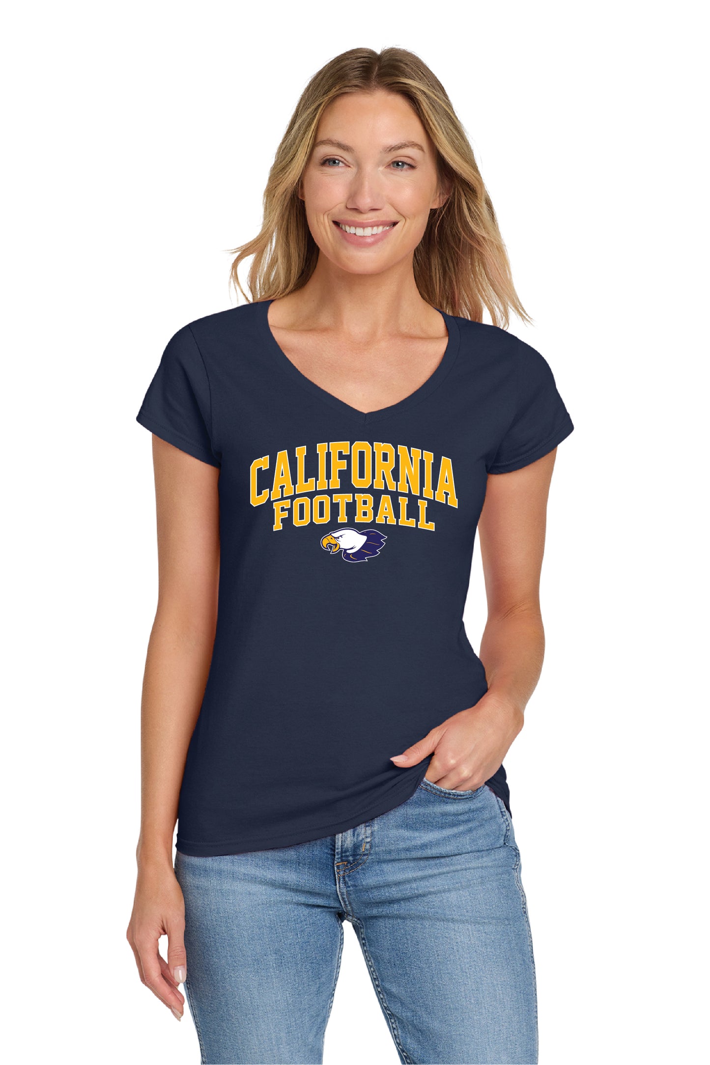 Cal Football D3 | Ladies Ringspun Vneck