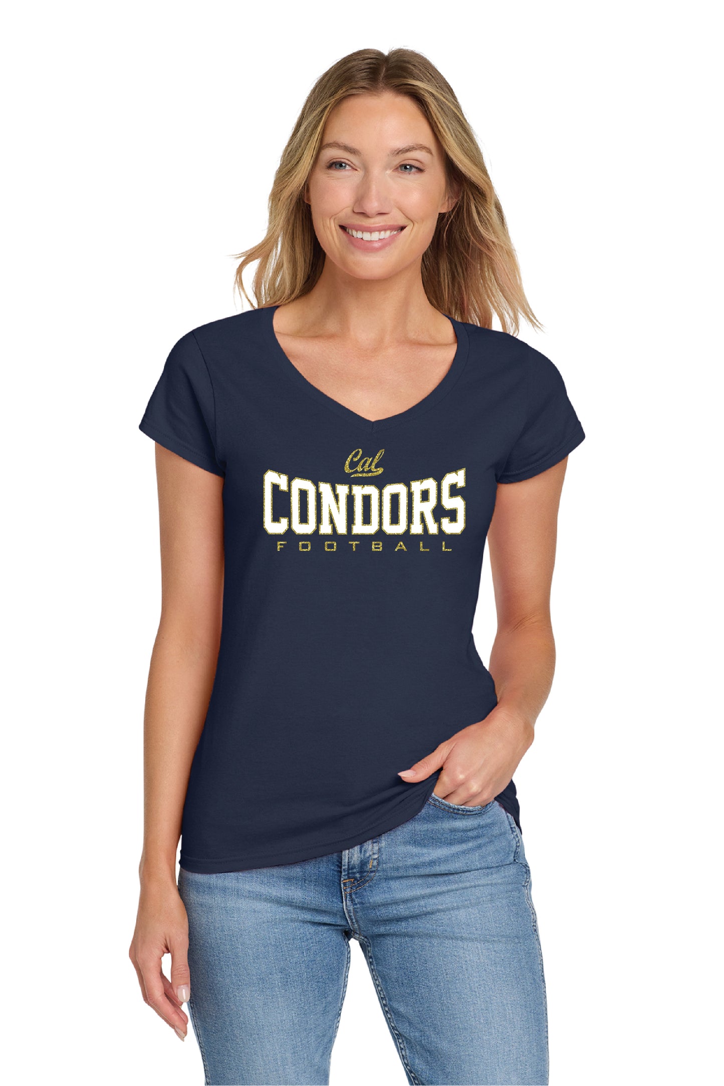Cal Football D4 | Ladies Ringspun Vneck