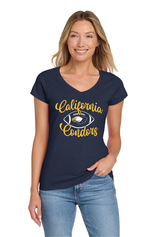 Cal Football D6 | Ladies Ringspun Vneck
