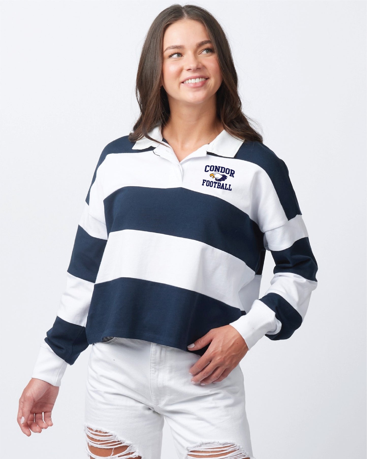 Cal Football | Ladies Boxy Striped Rugby Shirt
