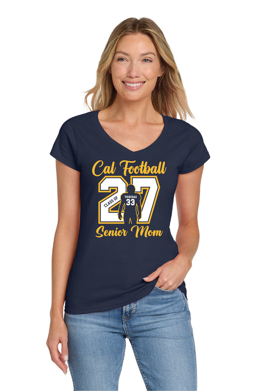 Cal Football Senior Mom 1 | Ladies Ringspun Vneck