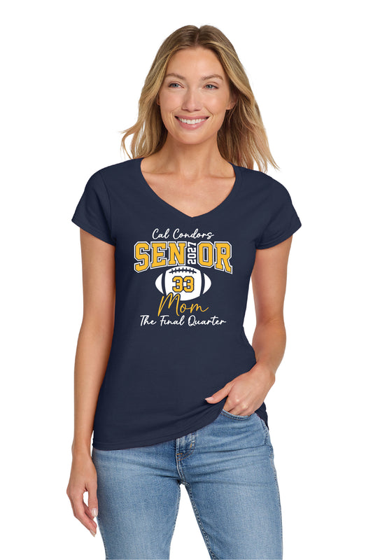 Cal Football Senior Mom 2 | Ladies Ringspun Vneck