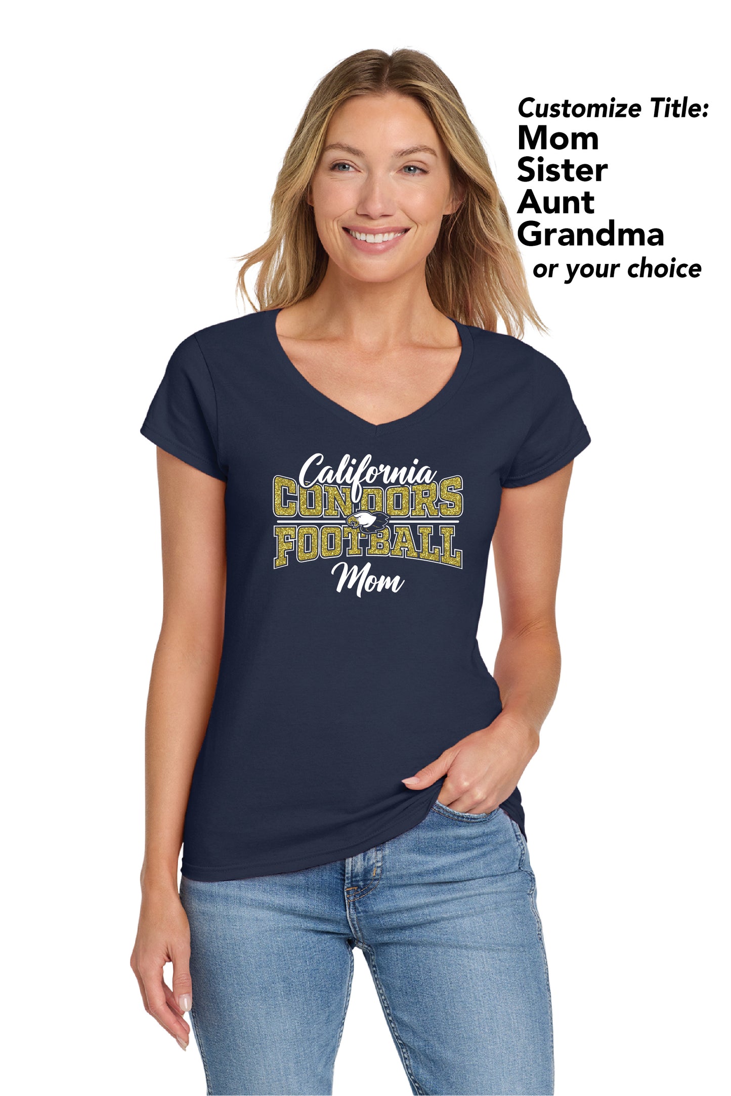 Cal Football Custom Script | Ladies Ringspun Vneck