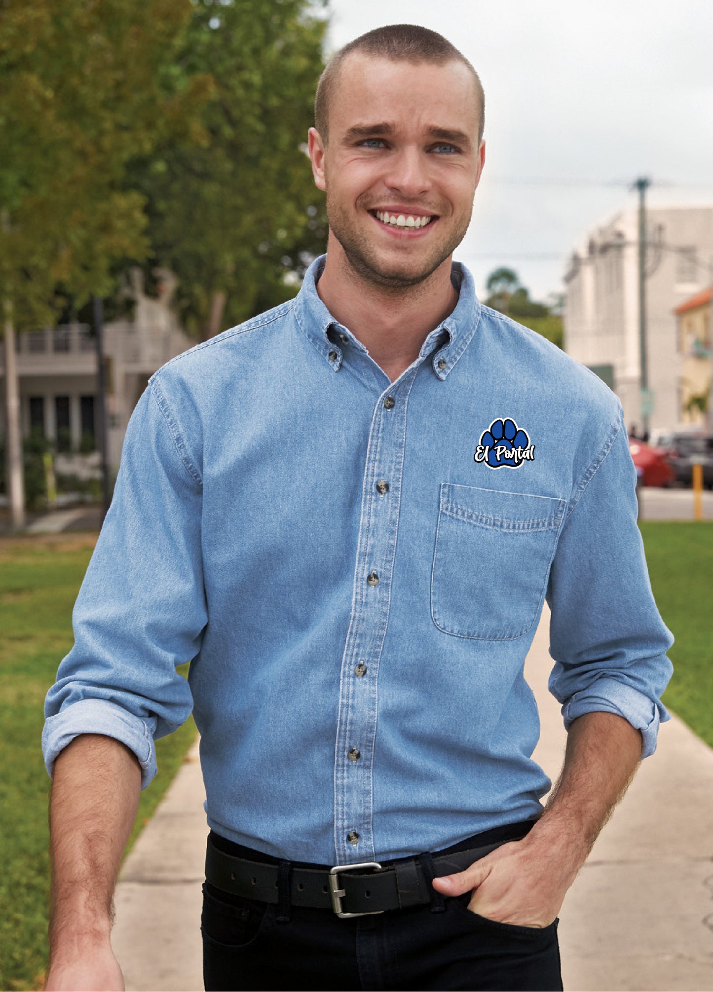 El Portal Staff | Men's Denim Long Sleeve Shirt