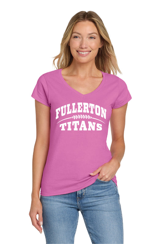 Fullerton Titan Pink | Ladies Softstyle Vneck