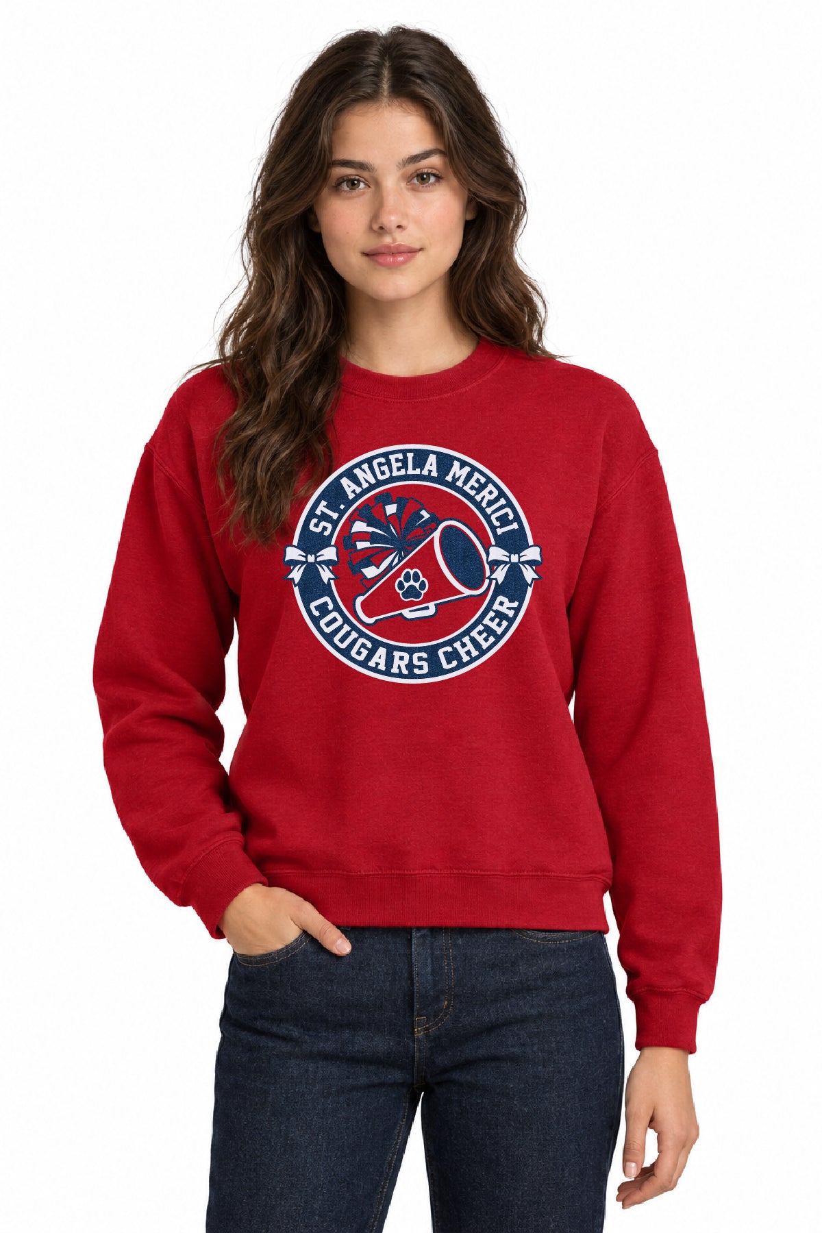 Cougars Cheer | Unisex Glitter Crewneck Fleece