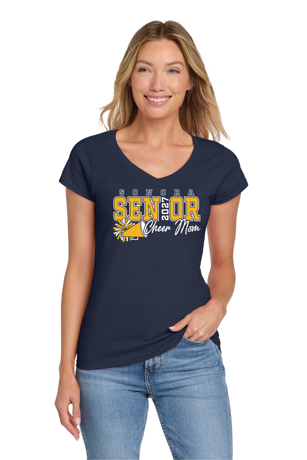 Sonora Cheer or Song Senior Mom | Ladies Ringspun Vneck