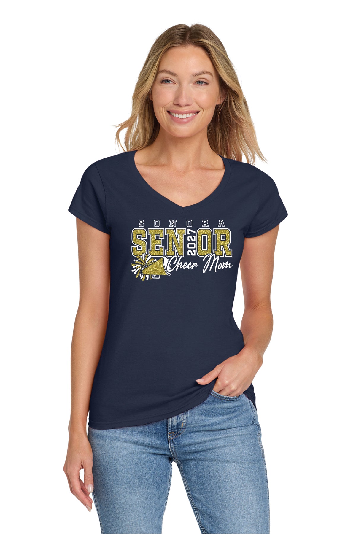 Sonora Cheer or Song Senior Mom | Ladies Ringspun Vneck