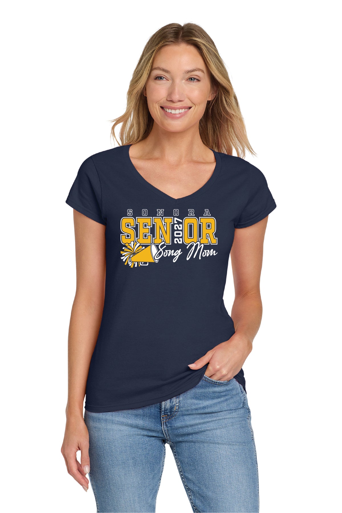 Sonora Cheer or Song Senior Mom | Ladies Ringspun Vneck
