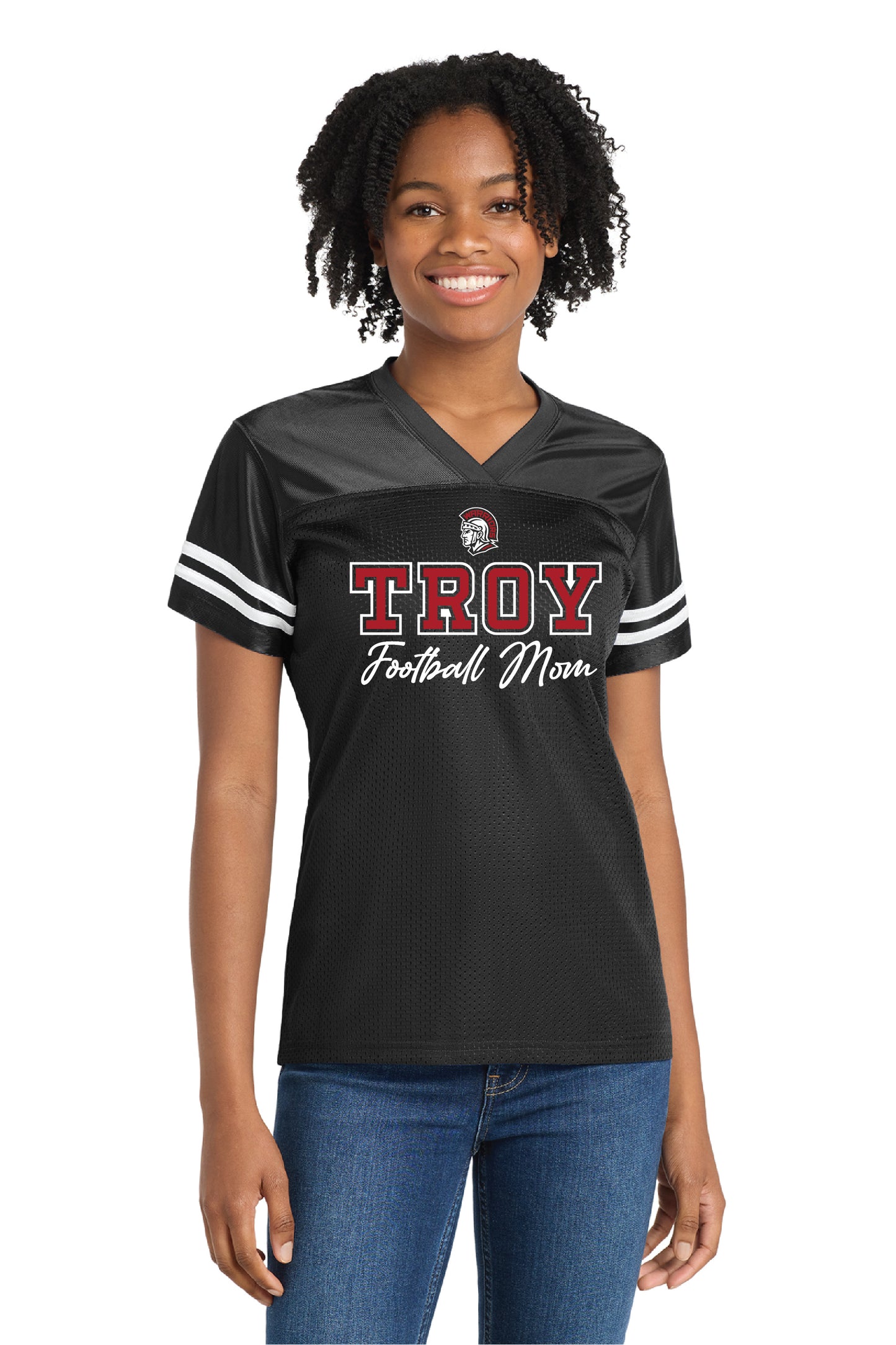 Troy Football Mom | Women's Jersey w/Mascot