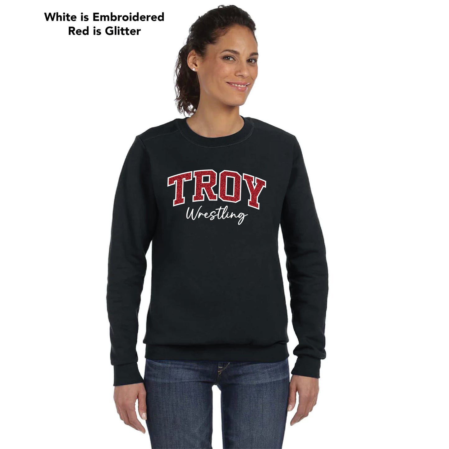 Troy Wrestling | Unisex Crewneck Embroidered Glitter Fleece