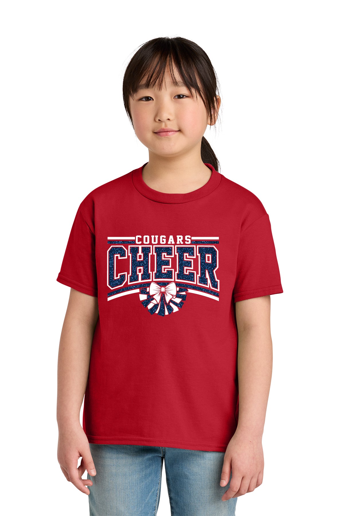 Cougars Cheer | Youth Glitter Softstyle Tshirt